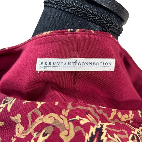 Peruvian Connection Red Floral Pima Cotton Sleeveless Sheath Dress Size L - Picture 5 of 9